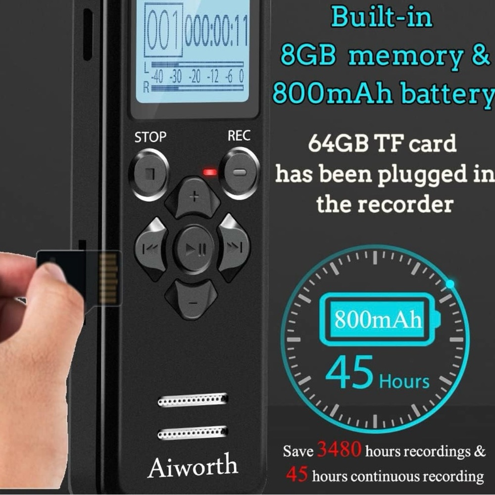 NWT 72GB Digital Voice Recorder Voice Activated Recorder for Lectures Meetings - Picture 5 of 10